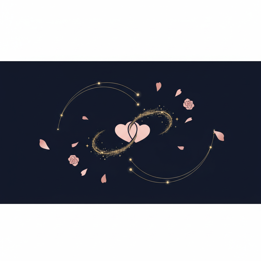 相性の良い星座カップルのイラスト、星と手をつなぐ二人