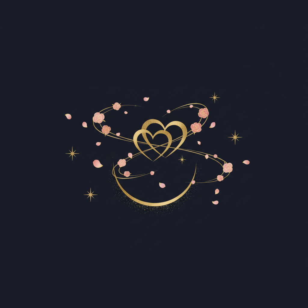 星空の下で寄り添うカップルのシルエット、ロマンティックな雰囲気