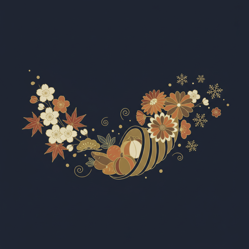 秋の食材が並ぶ豊かな食卓のイメージ