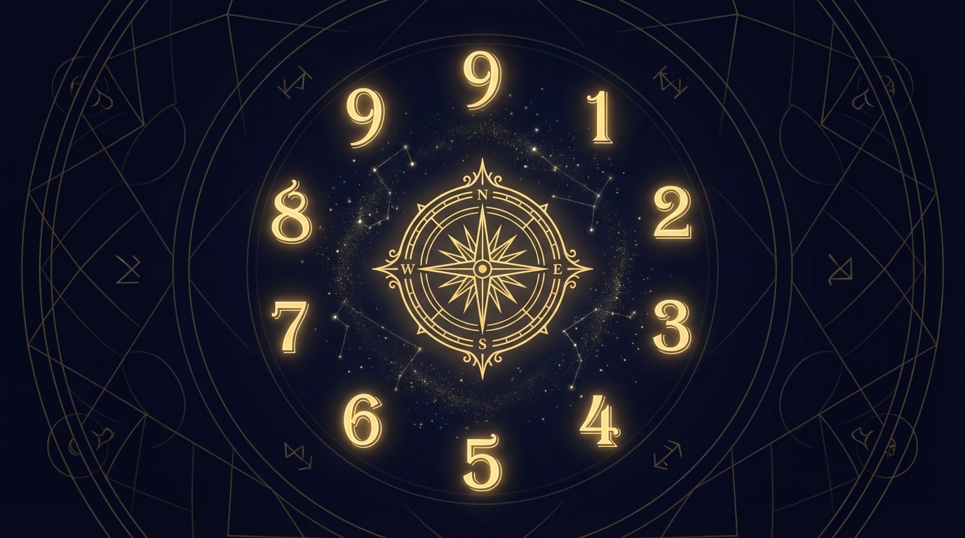 金色に輝く数字と神聖幾何学