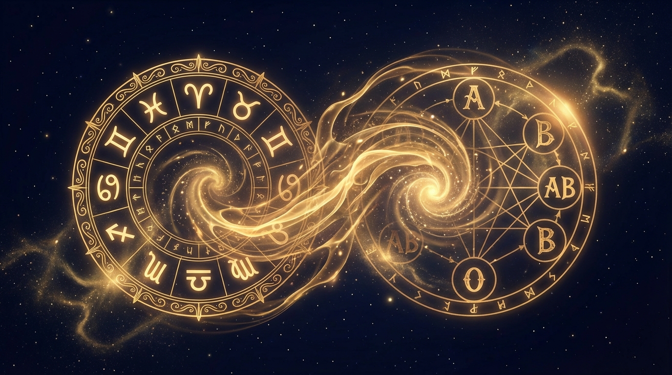 二つの占いシステムが融合する神秘的なイメージ