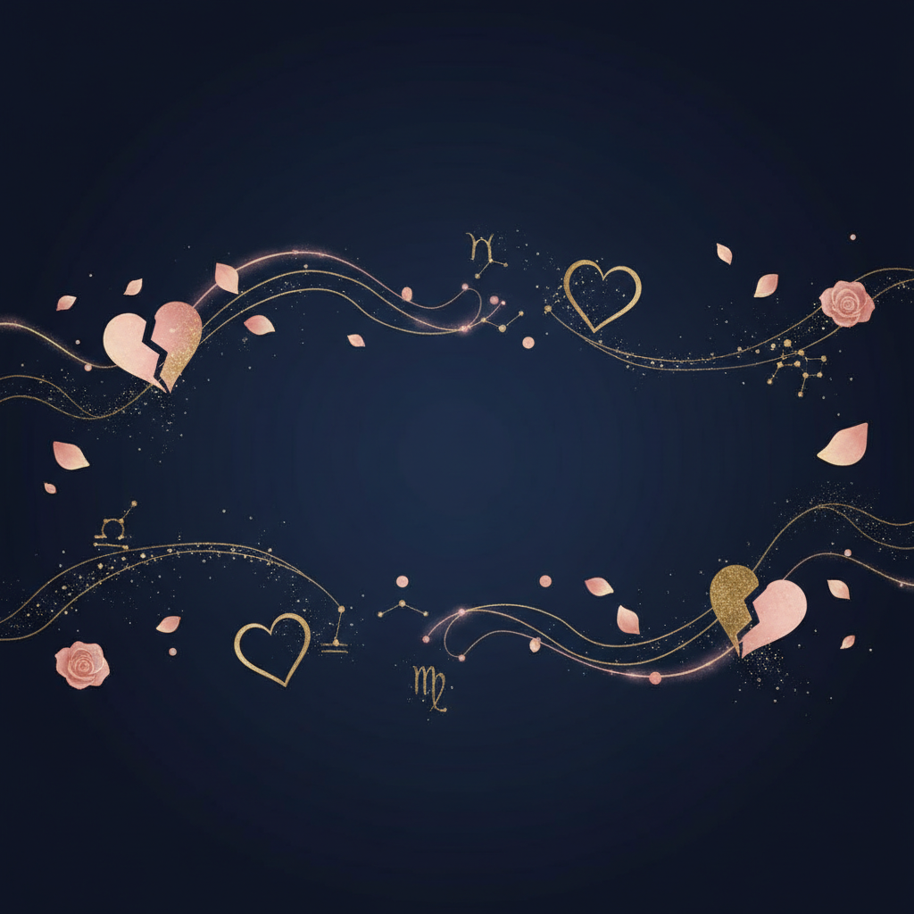 前向きに歩き出す人のシルエットと星座のシンボル