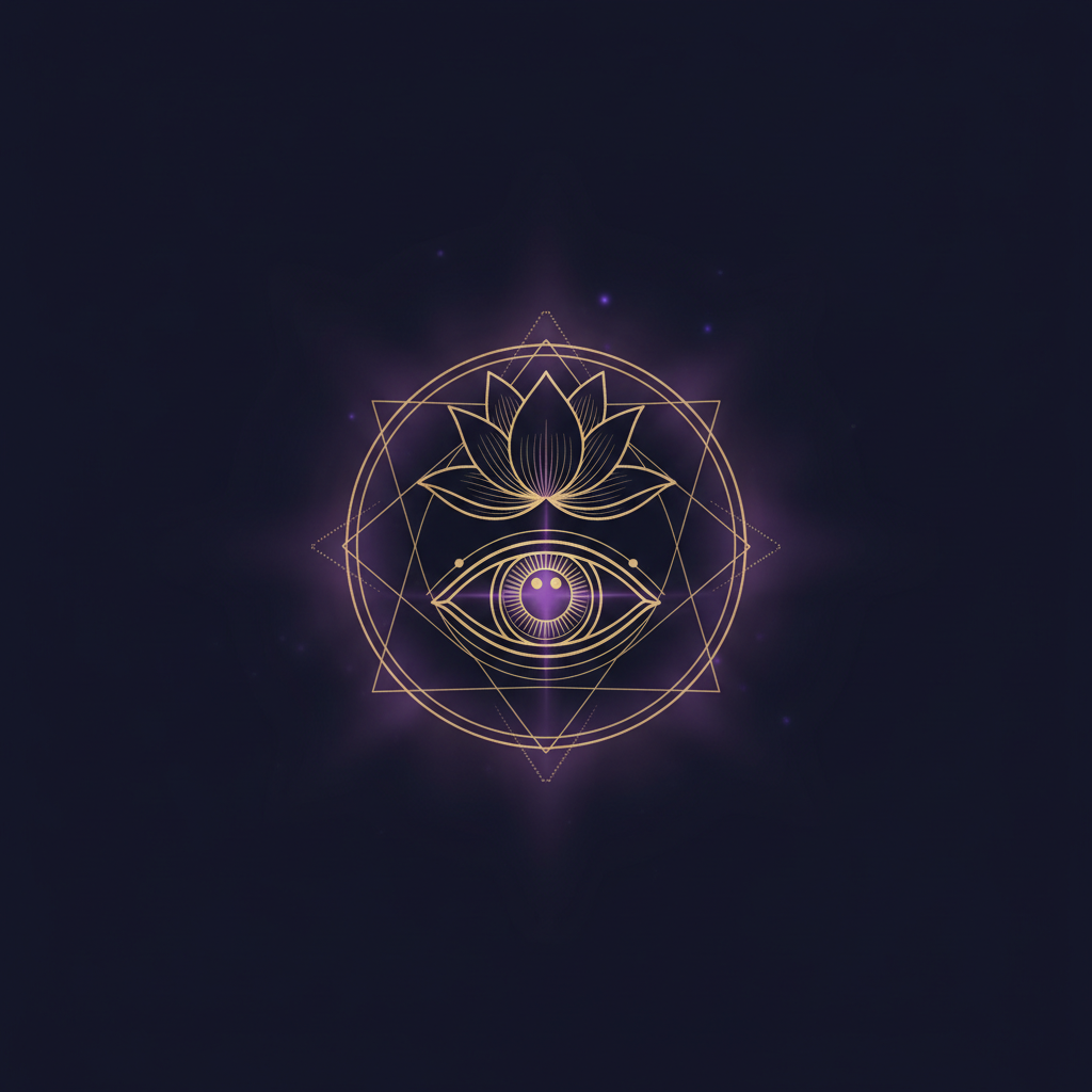 ヨガのポーズをとる人と7色のチャクラエネルギーが輝くイラスト