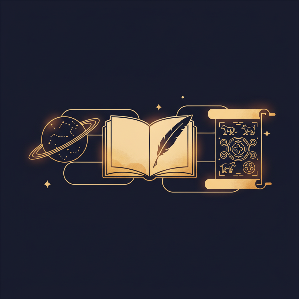 十二支の動物たちが夜空の星のもとで輝くイメージ