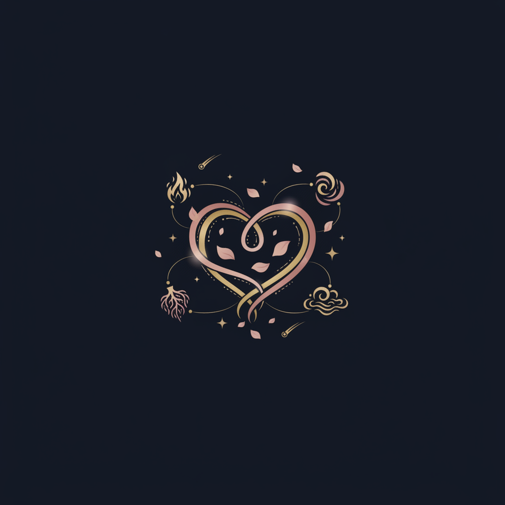 夜空に輝く星座と羅針盤が重なる幻想的なイラスト