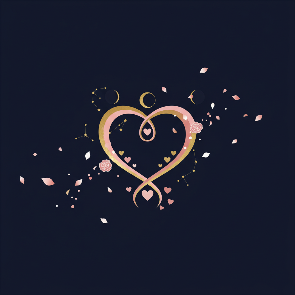 マッチングアプリと星座相性のイメージ、スマートフォンと星座図が並ぶ温かい雰囲気