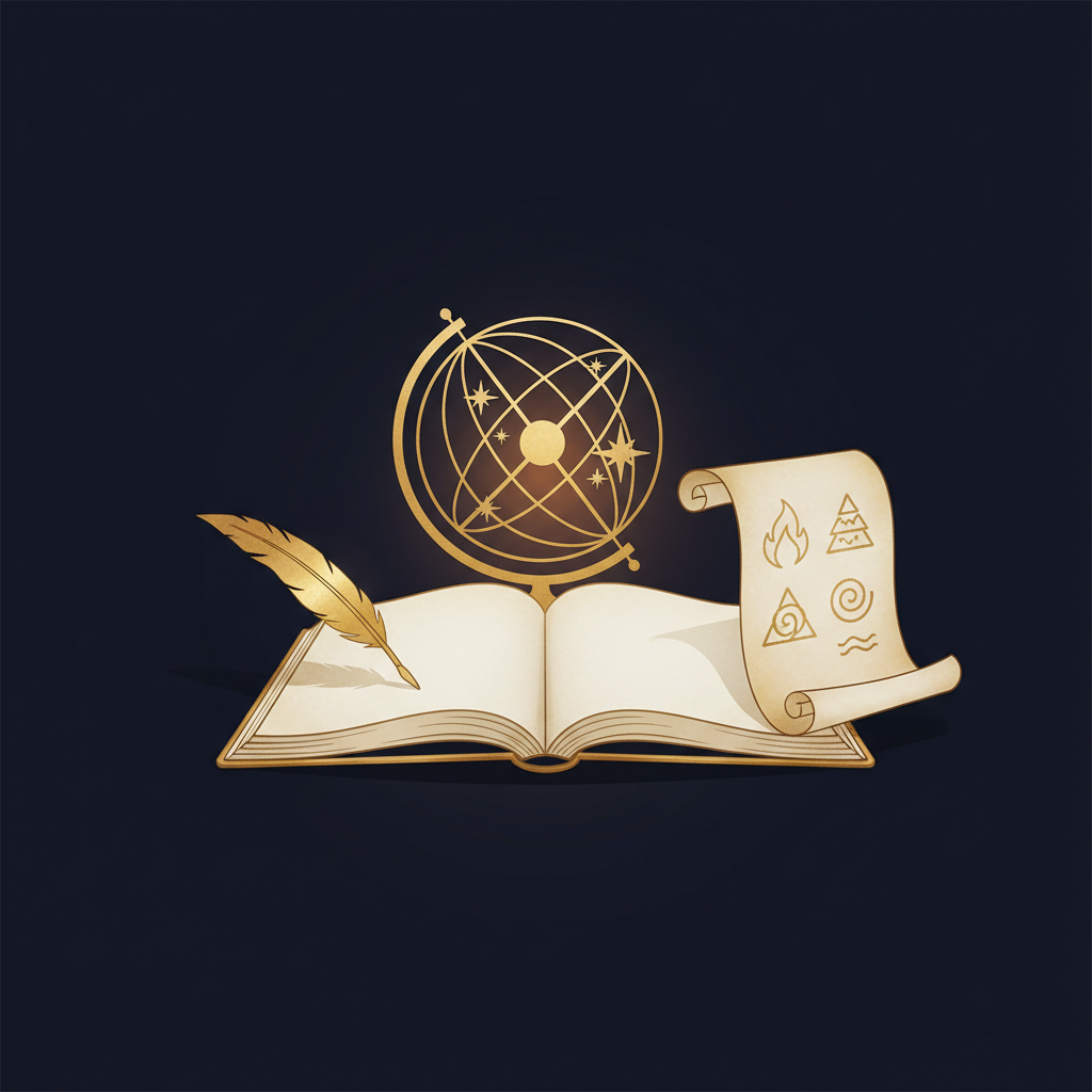 占星術の4元素をイメージした炎・大地・風・水の幻想的なイラスト