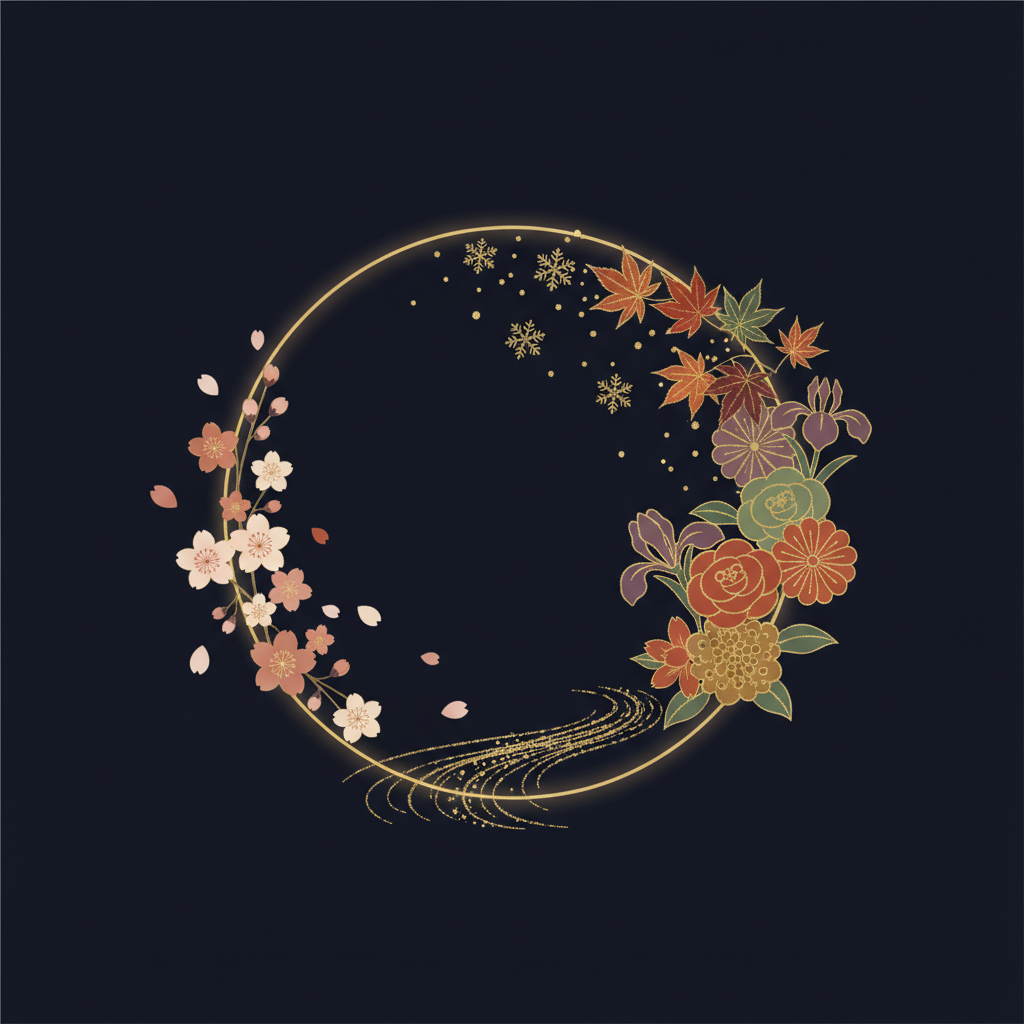 春の空と川辺に咲く桜の花びらが舞う様子