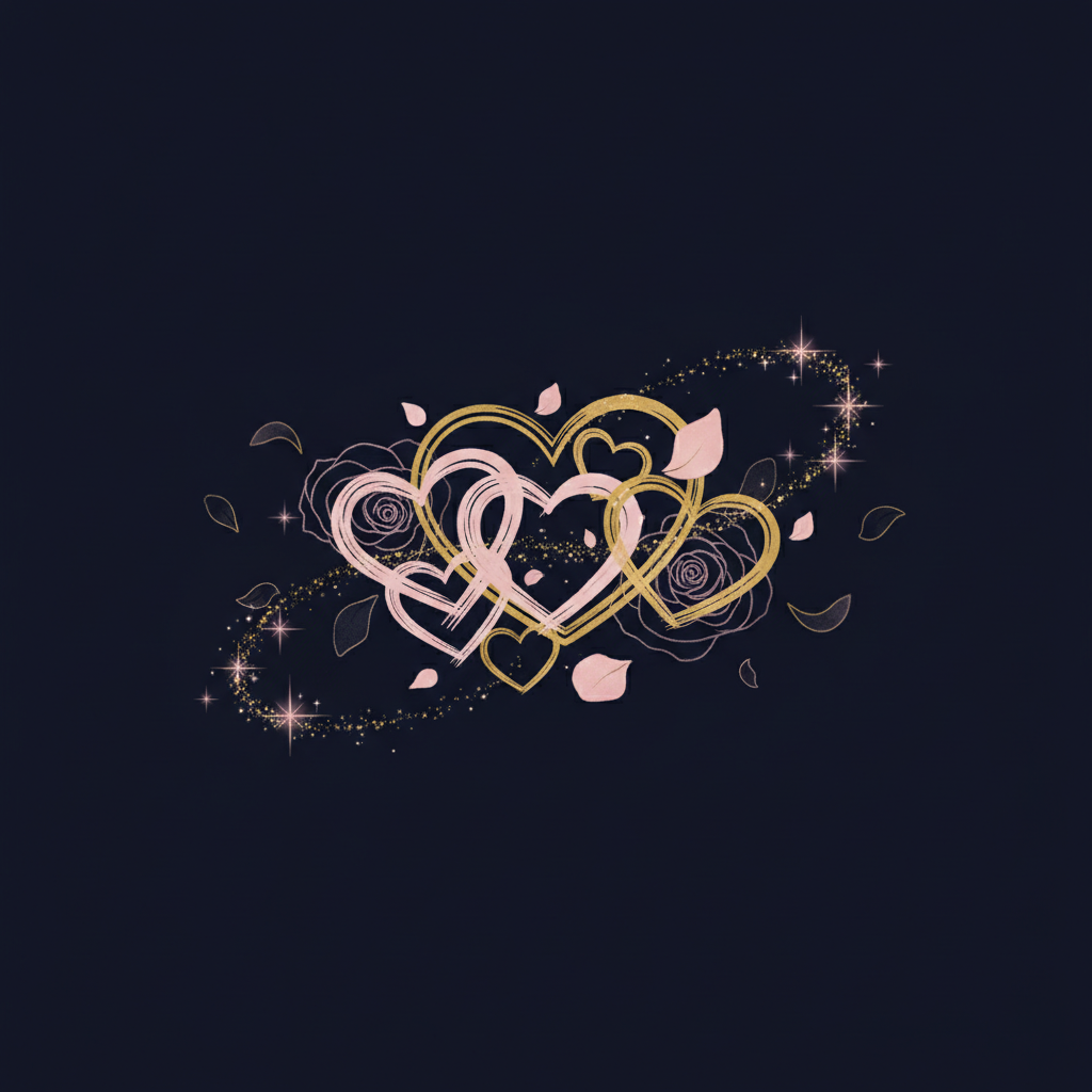 夕暮れ時の公園で二人が向き合っているシルエットイラスト、空に星が輝き始めている