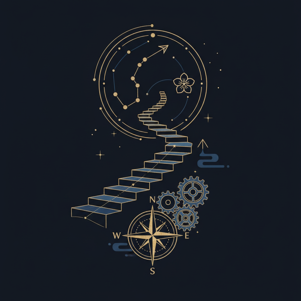 暦と面接の関係を表すイメージ。カレンダーと星空が重なる幻想的な風景