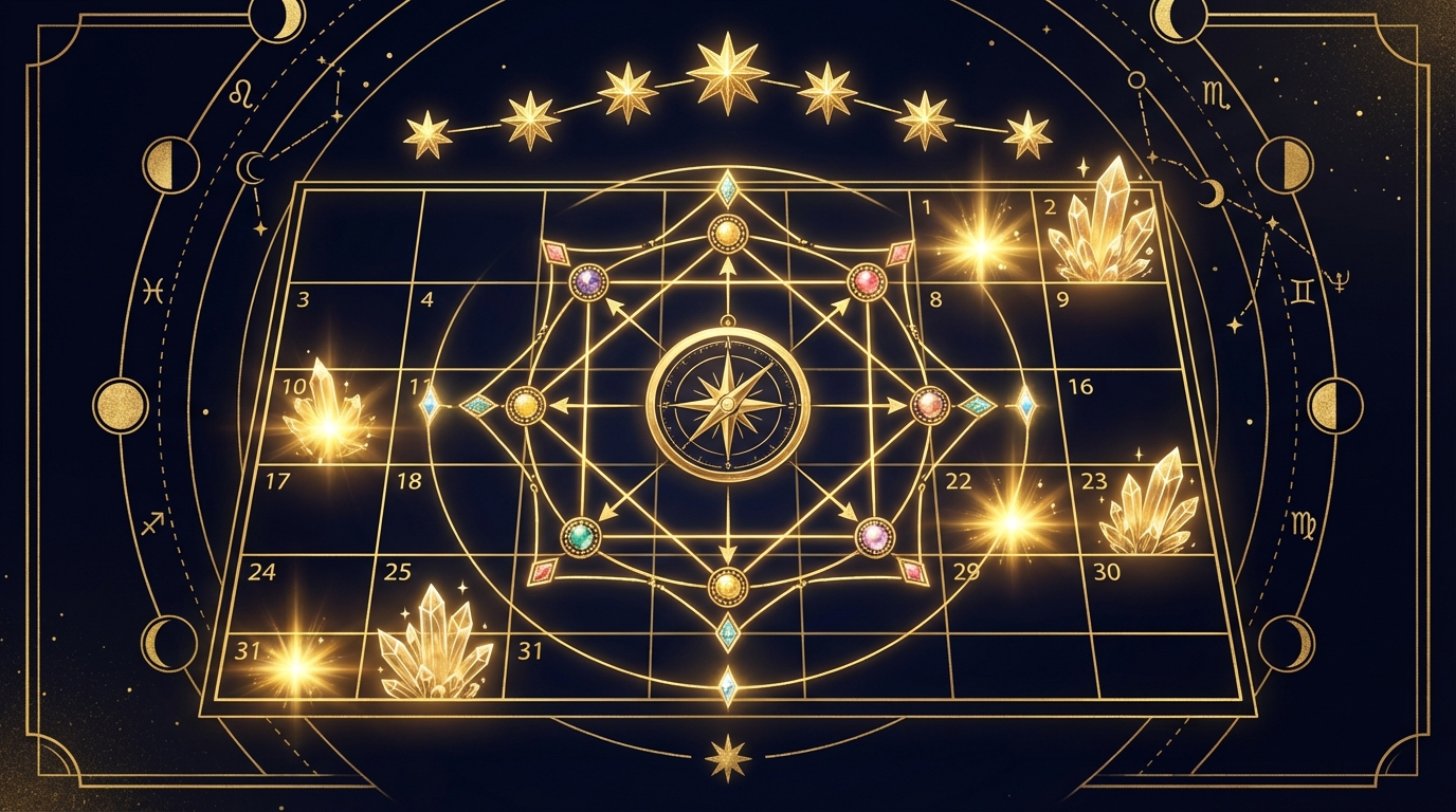 カレンダーと九星の方位盤