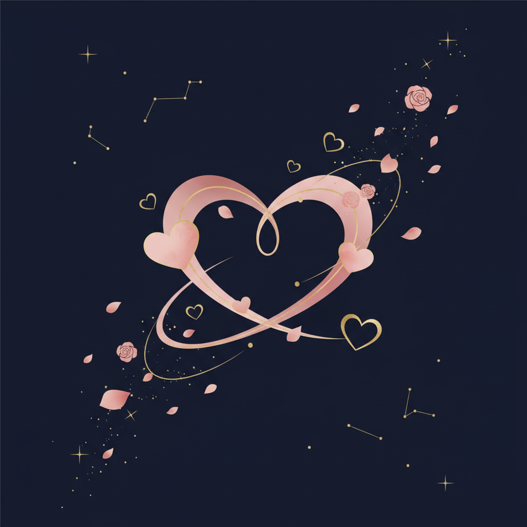 星空の下で手をつなぐ二人のシルエット