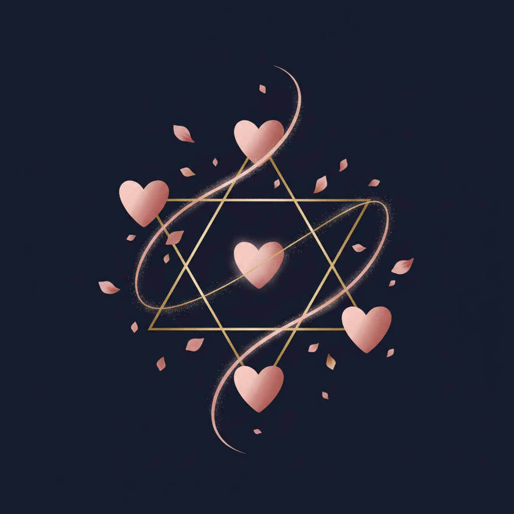 六芒星の形に並ぶタロットカードのイメージ