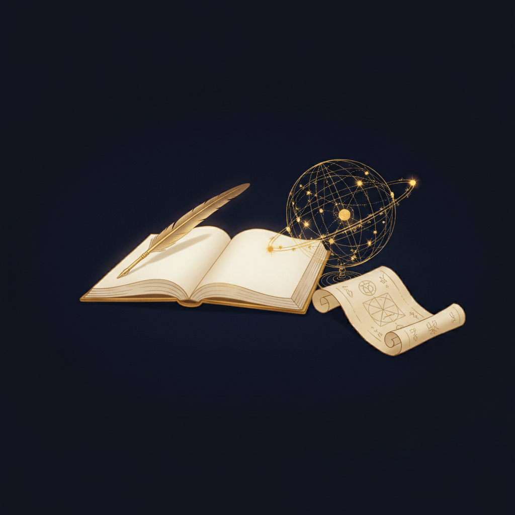 星のチャートを眺める人のイメージ、神秘的な夜空と星座早見盤