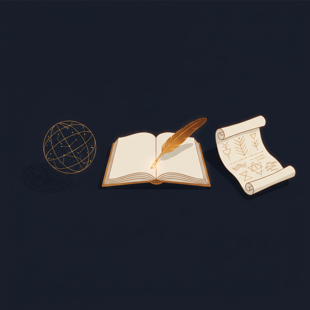 ゆったりとお茶を飲みながら日記を書く人のイラスト