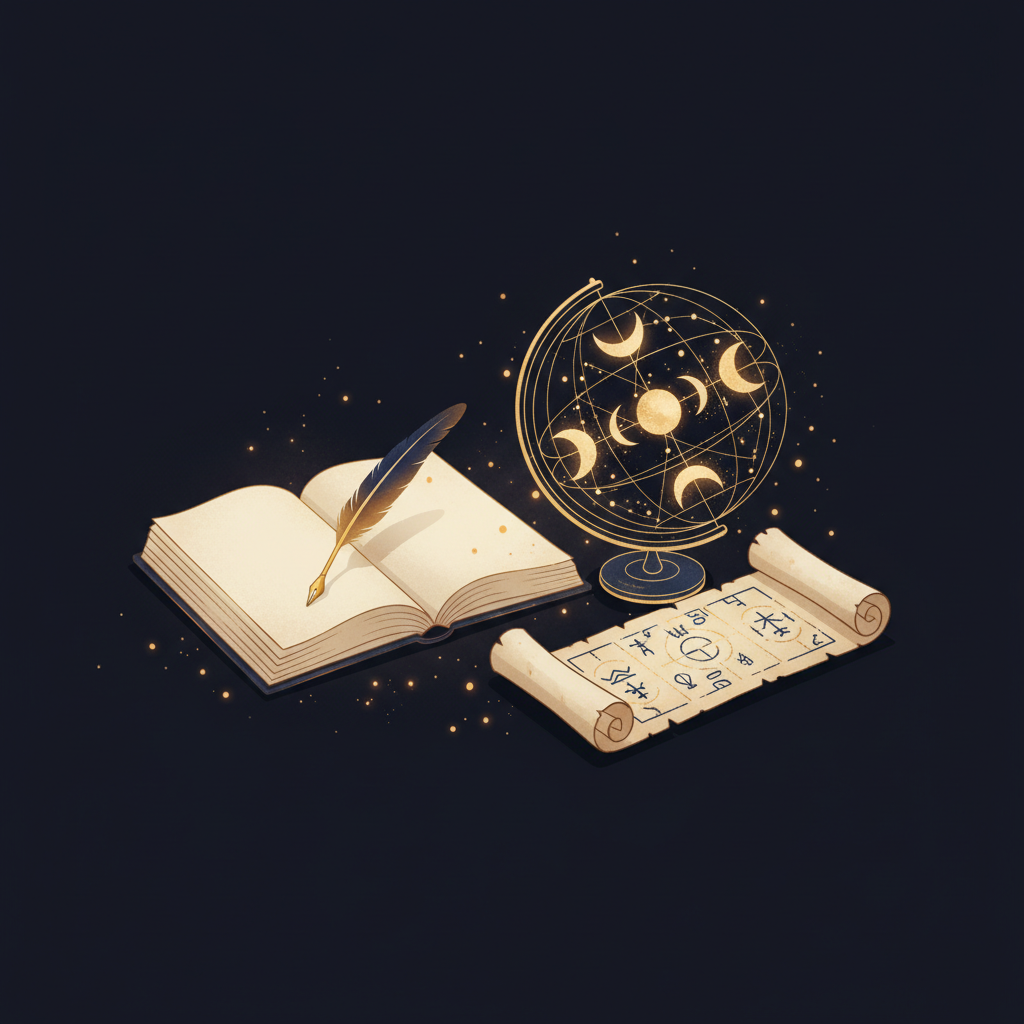 太陽と月が対になって輝くスピリチュアルなイメージ