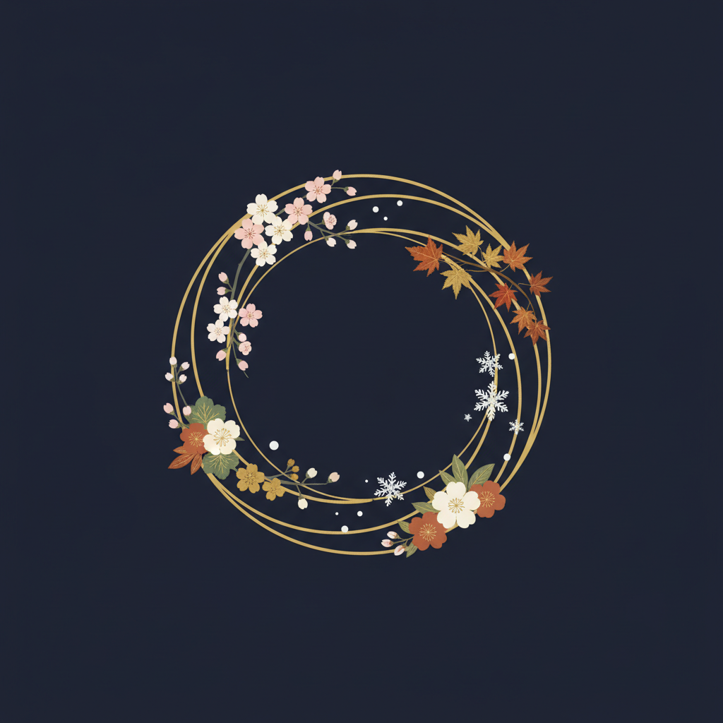 母と子が笑顔で向き合う温かいイラスト、背景に花束