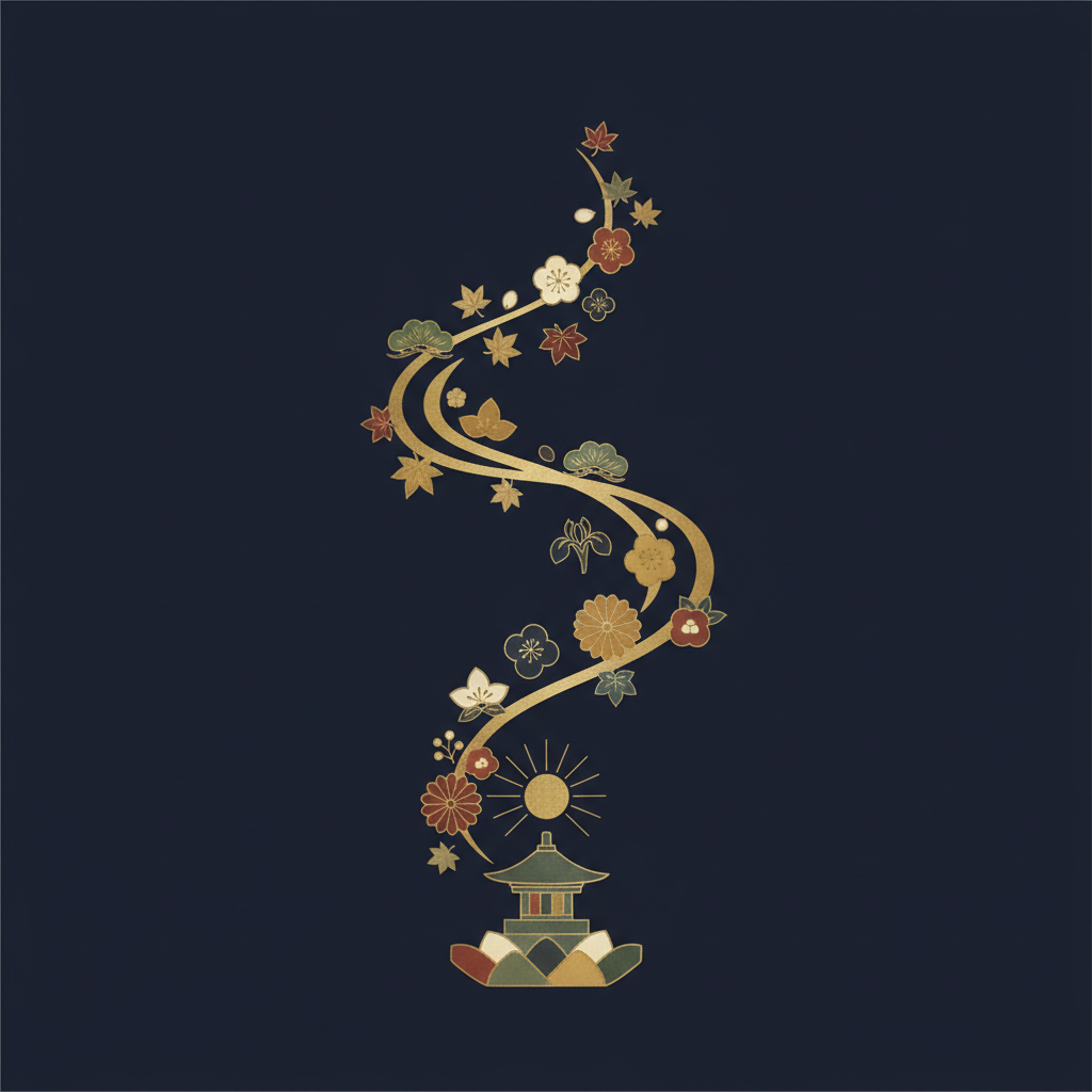 緑豊かな墓地で手を合わせる人物と差し込む木漏れ日