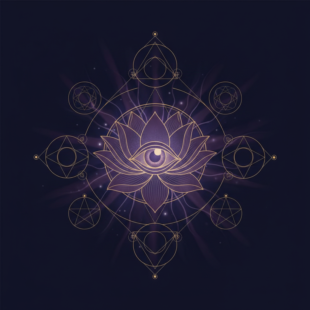 前世とカルマのイメージ、魂が光の輪の中で転生するイラスト