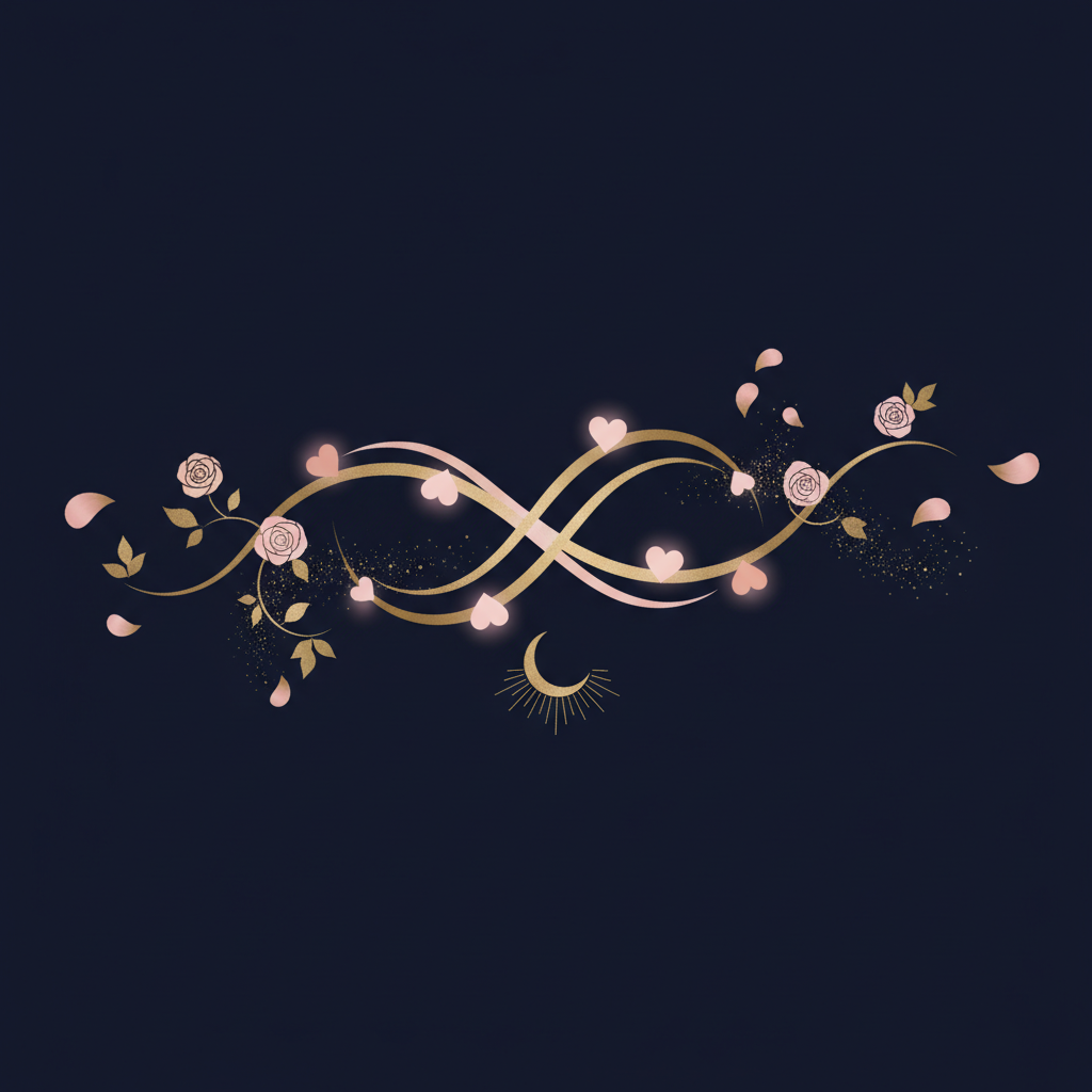 夜空の星と手をつなぐシルエット