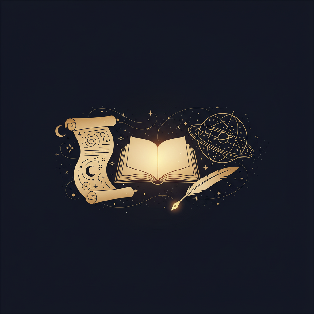 星座の輪と土星のリングが重なる神秘的なイメージ