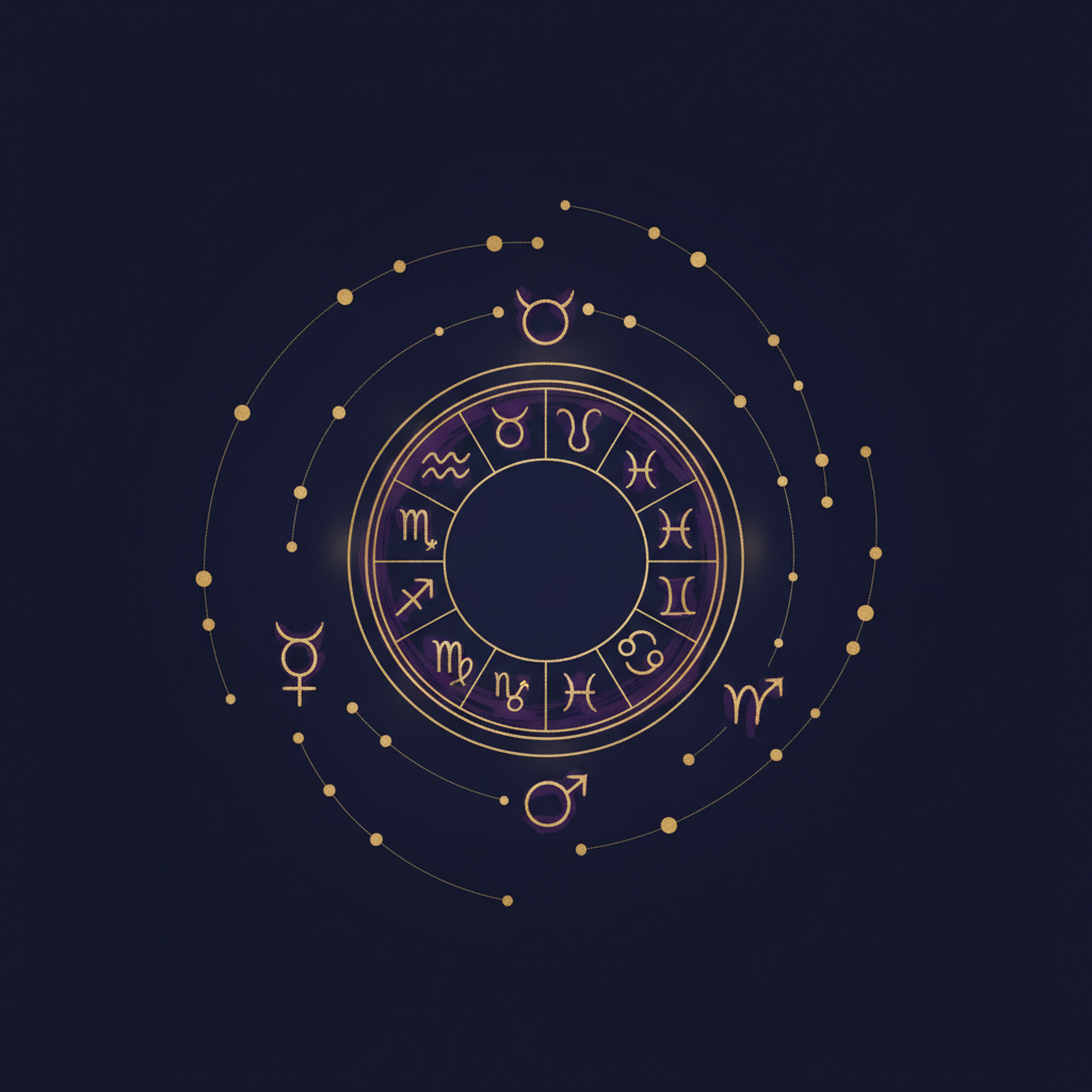 疑問を持つ人と星座のシンボルが描かれた温かいイメージ