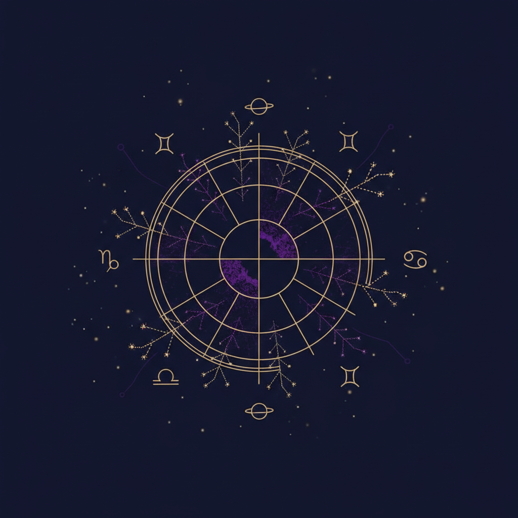 6月18日の夜空と双子座・蟹座のシンボルが輝くイメージ