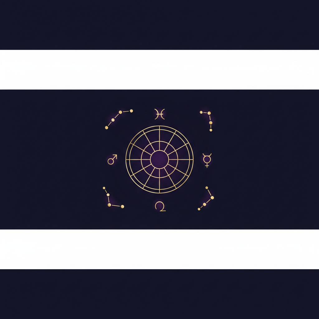 朝の光の中で微笑む女性と星座のシンボル、前向きな未来のイメージ