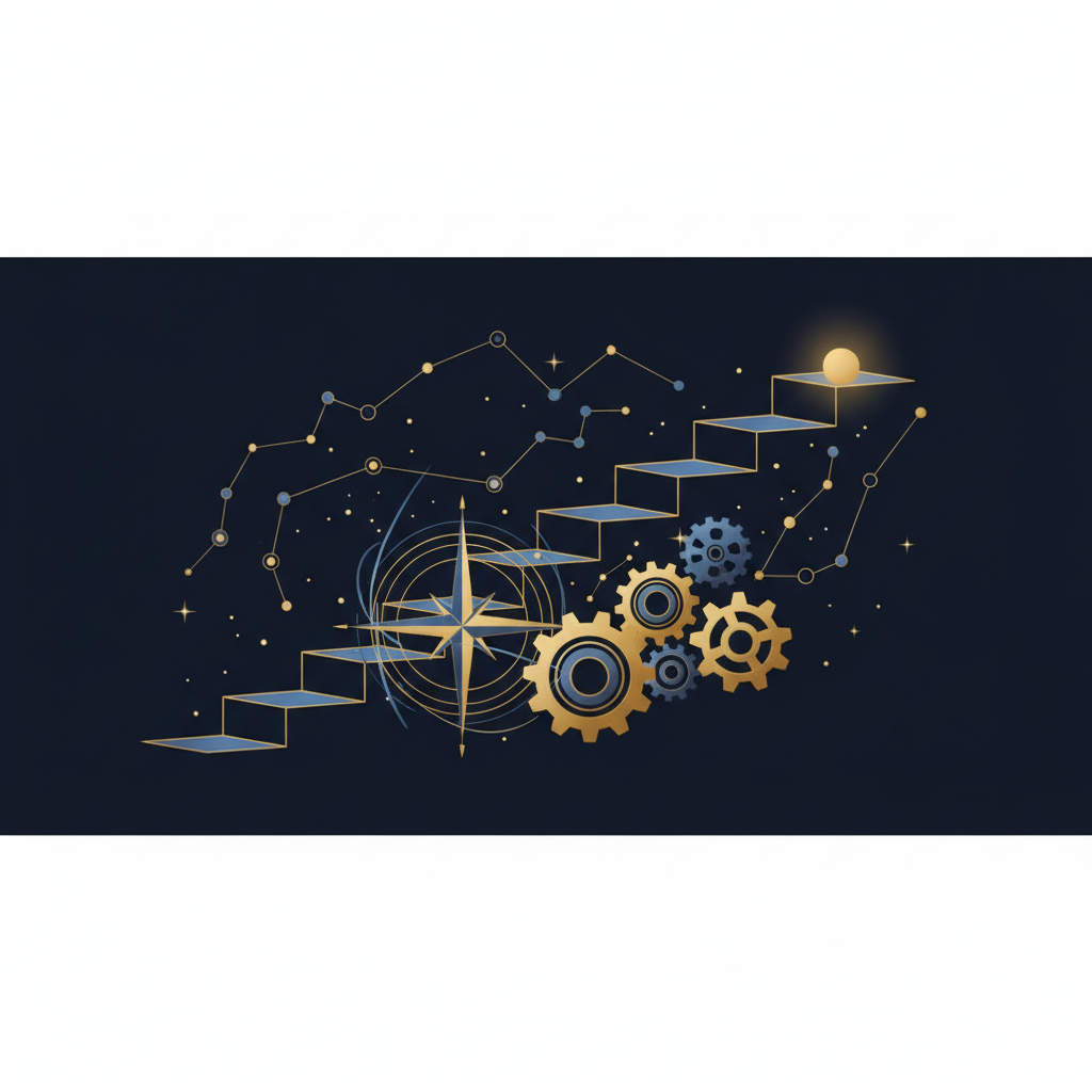 星空の下で新しい一歩を踏み出すイメージ