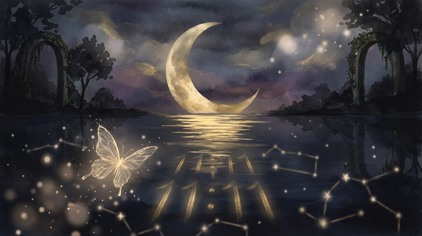 月と星座が織りなすシンクロニシティのイメージ