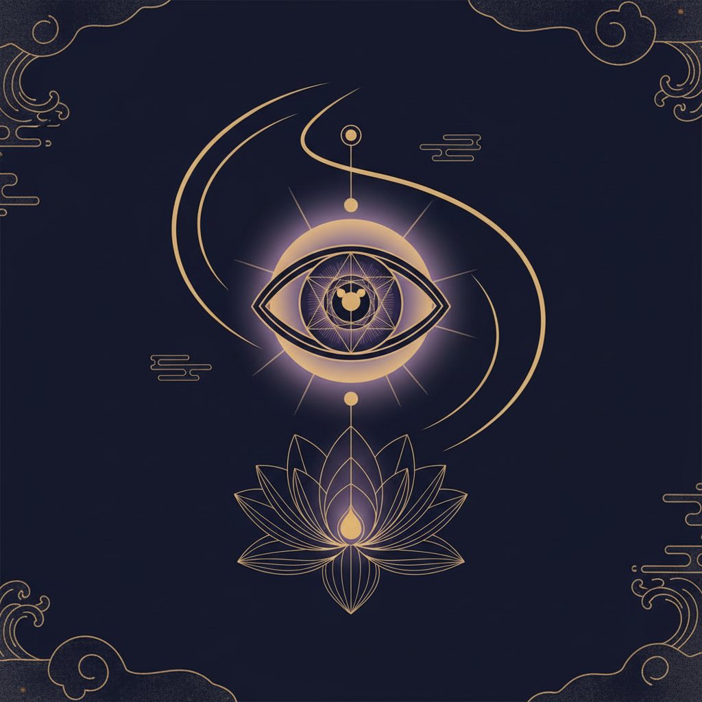 瞑想する人物と自然が融合した穏やかなイメージ