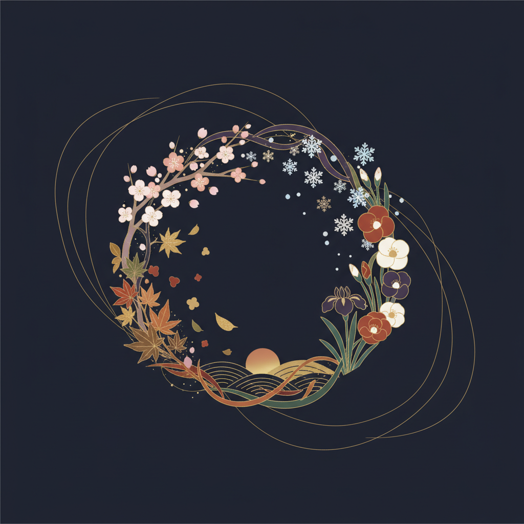 カレンダーと春の花を並べた開運イメージ写真