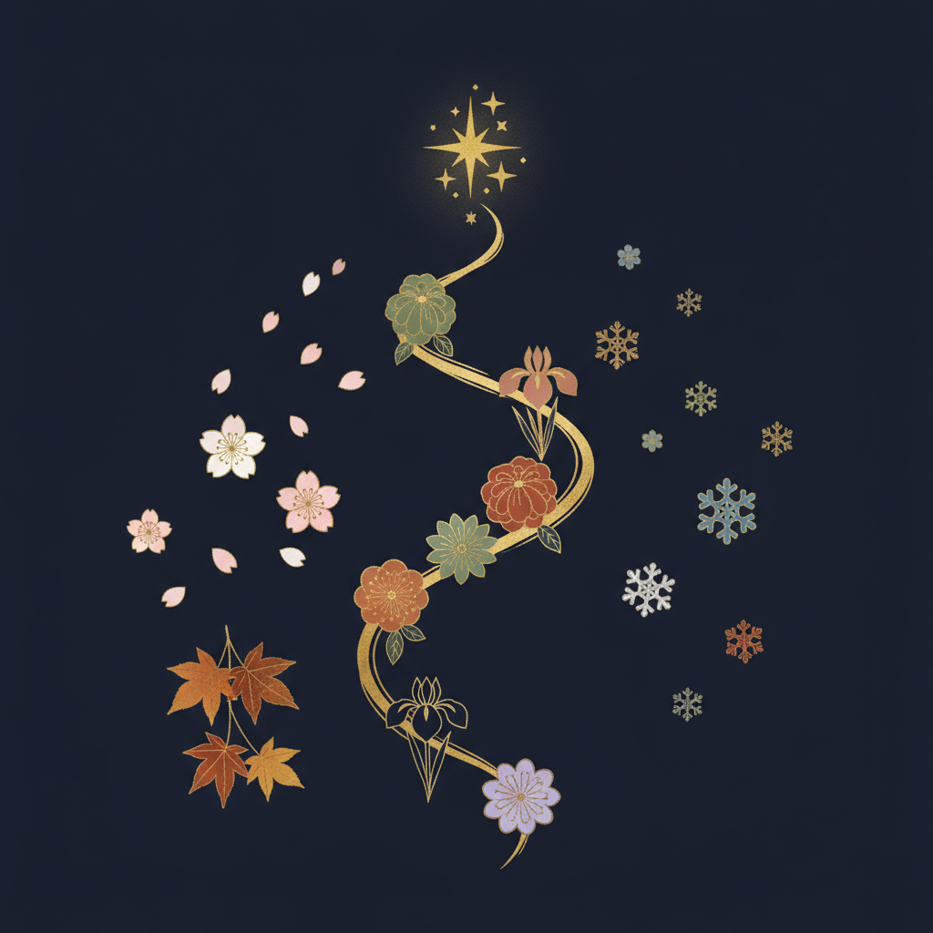 夜空の天の川と笹飾りが重なる幻想的な七夕のイメージ