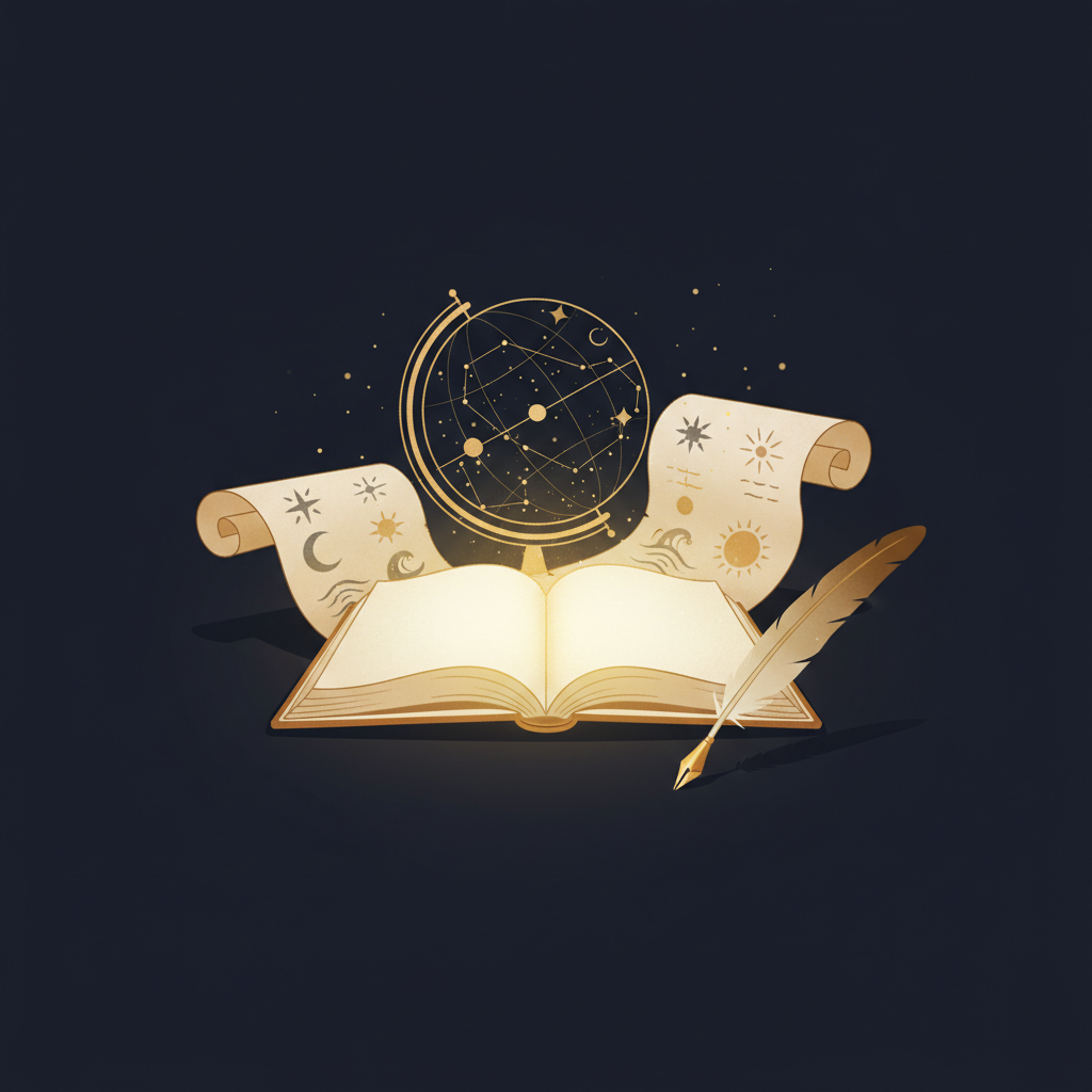 二つの星座が寄り添うような、温かみのある星空のイラスト