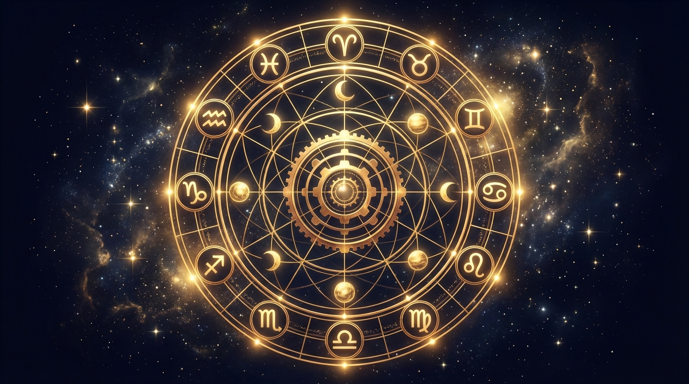 星空に浮かぶホロスコープチャートのイラスト