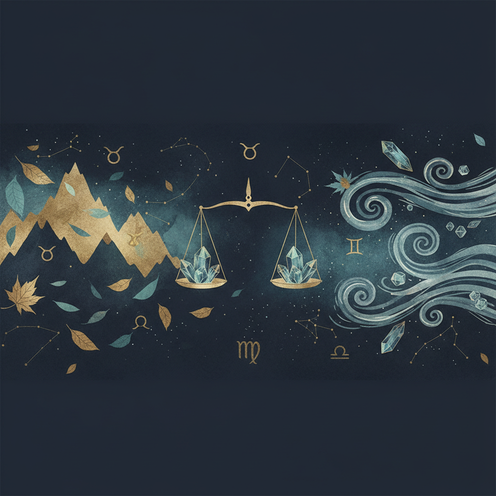 幾何学模様と天秤のモチーフ