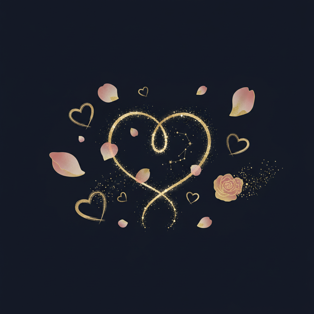 仲良く寄り添うカップルと夜空の星のイラスト