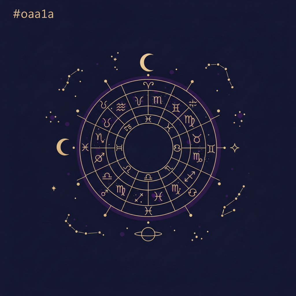 色とりどりの星座シンボルが仲良く並ぶイラスト