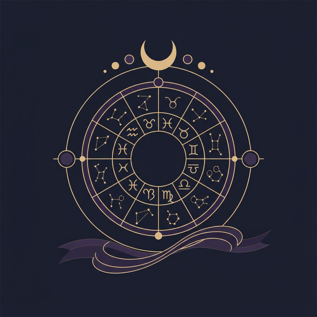 12星座とラッキーカラーを示すカラフルなホロスコープイメージ