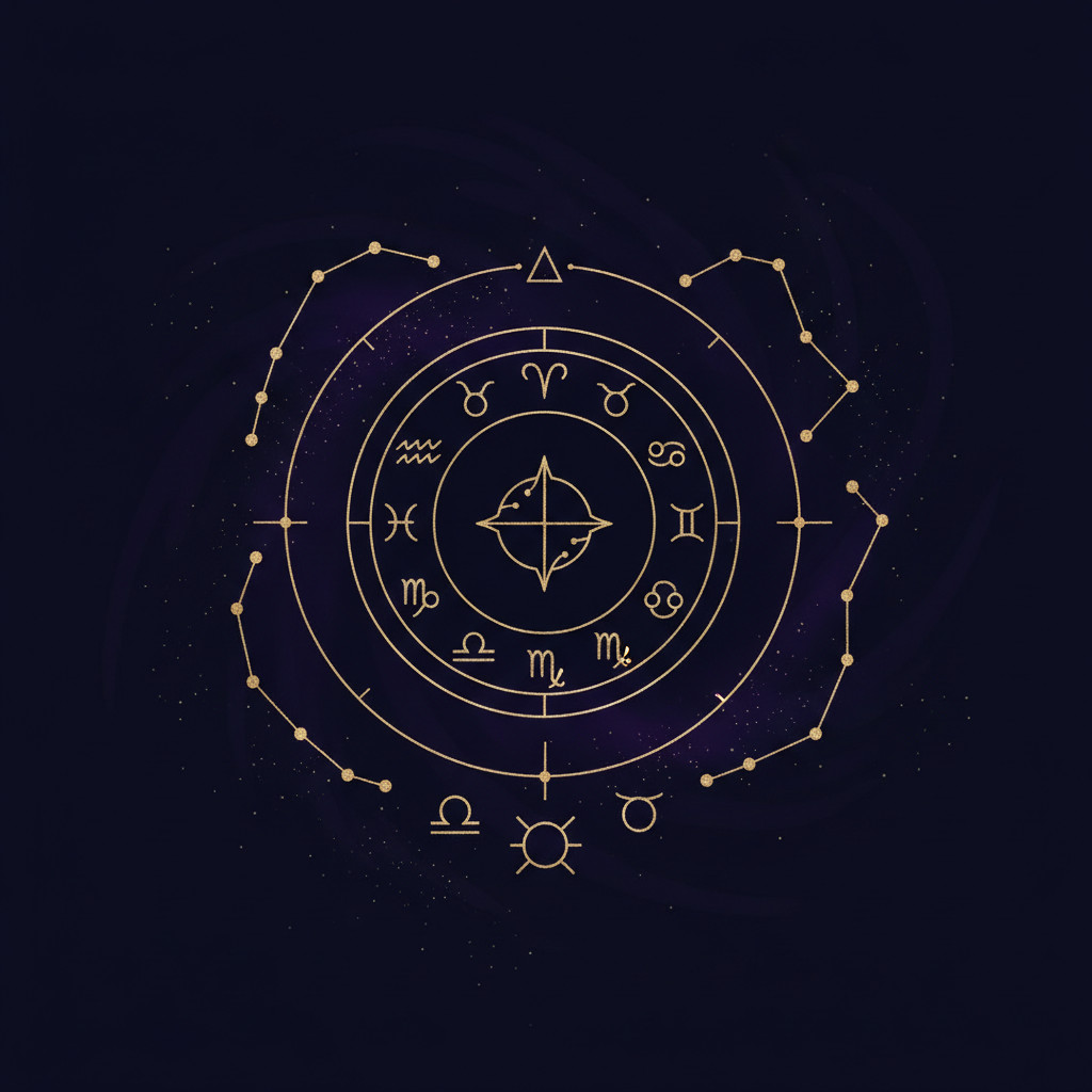 カラフルなクリスタルと星のモチーフが並ぶおしゃれなイラスト