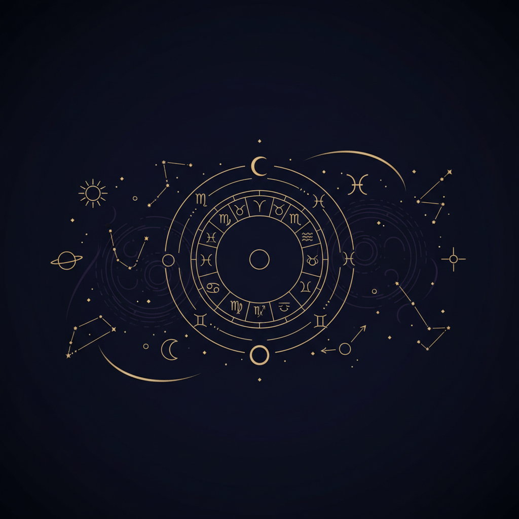 アクティブな星座と活発なペットが遊んでいるイラスト