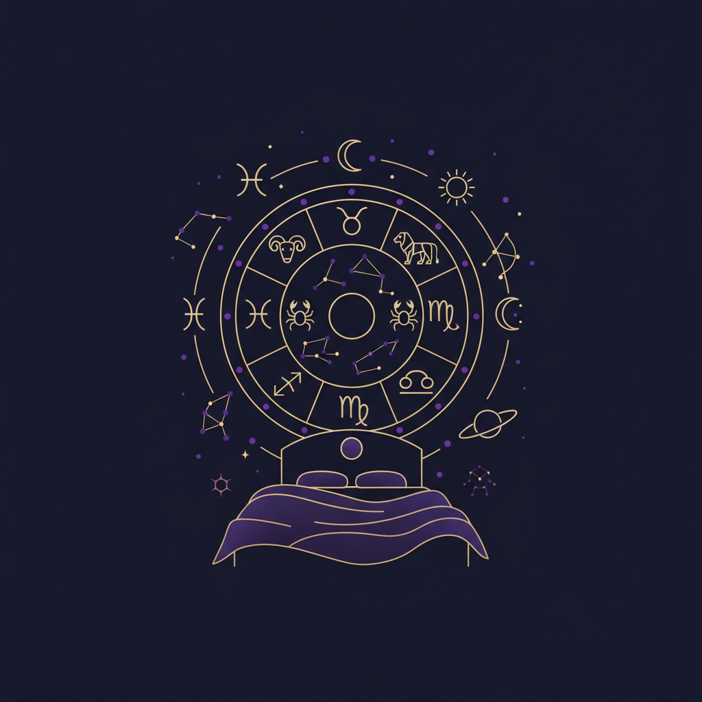 開運インテリアで整えられた寝室のイラスト