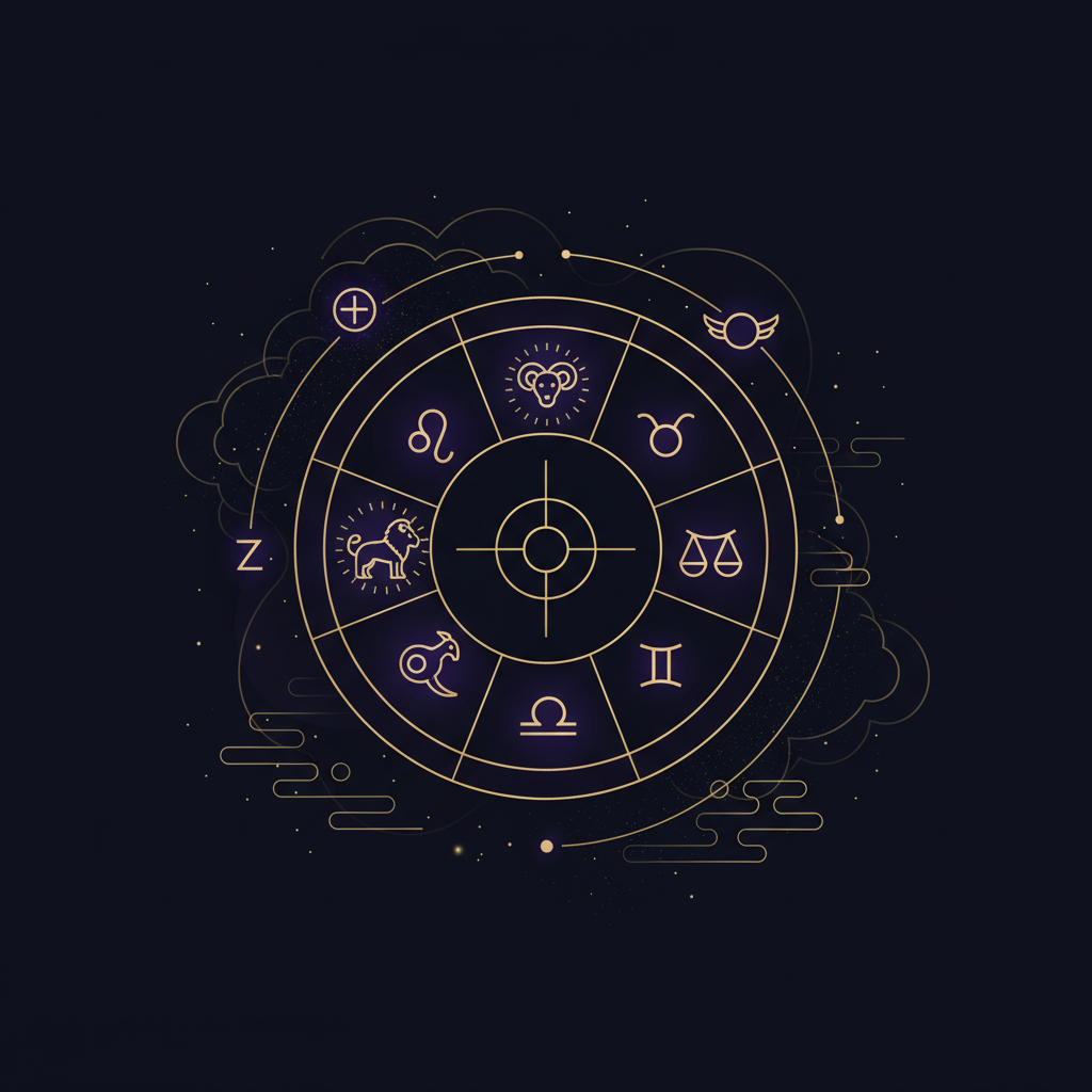 ランキングを表すトロフィーと星座シンボルのイメージ